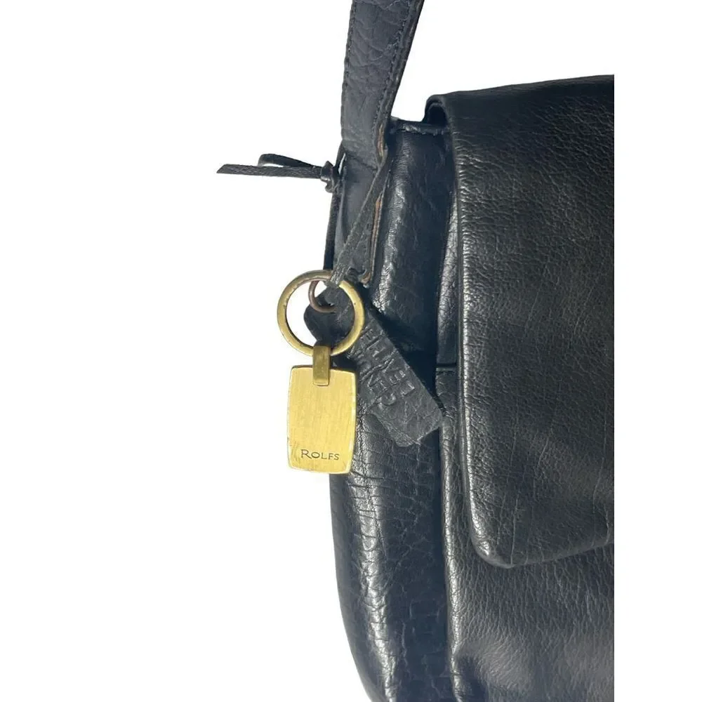 Rolfs Vintage Black Leather Cross-Body Bag
